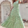 Women's Summer Floral One Shoulder Maxi Dress Knot Ruffle Boho Beach Vacation Wedding Guest Long Dresses