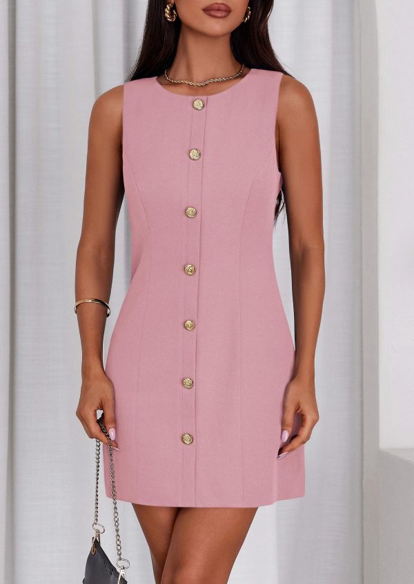 Work Dresses for Women 2025 Spring Business Formal Short Dress Sleeveless Button Down Elegant Office Outfits