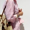Womens 2025 Shirt Dress Casual Lapel 3/4 Sleeve Button Down Split Belted Vacation Maxi Dress