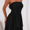 Women's 2025 Summer Strapless Tube Mini Dress Off Shoulder Smocked Ruffle A Line Flowy Short Party Club Dresses