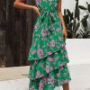 Women's Summer Floral Sundress Casual One Shoulder Tiered Ruffle Flowy Midi Beach Boho Dresses