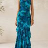 Maxi Dresses for Women 2025 Floral Beach Sundress Spaghetti Strap Tiered Summer Wedding Guest Long Dress