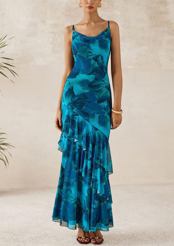 Maxi Dresses for Women 2025 Floral Beach Sundress Spaghetti Strap Tiered Summer Wedding Guest Long Dress