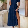 Women's Summer Casual Short Sleeve V Neck Midi Dresses 2025 Spring A-line Tiered Wedding Guest Dress