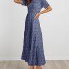 Women Casual Short Sleeve Crew Neck Summer Dress Bohemian Floral Printed Flowy Maxi Dresses Tiered Cocktail Dress