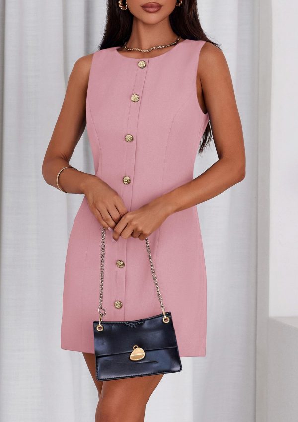 Work Dresses for Women 2025 Spring Business Formal Short Dress Sleeveless Button Down Elegant Office Outfits