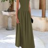 Women's 2025 Spring Strapless Maxi Dresses Patchwork Long Flowy Pockets Elegant Going Out Summer Tube Top Dress