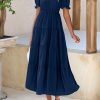 Women's Summer Casual Short Sleeve V Neck Midi Dresses 2025 Spring A-line Tiered Wedding Guest Dress