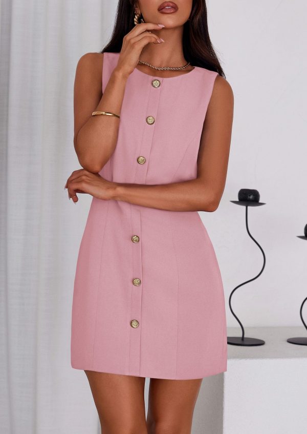 Work Dresses for Women 2025 Spring Business Formal Short Dress Sleeveless Button Down Elegant Office Outfits