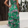 Women's Summer Floral Sundress Casual One Shoulder Tiered Ruffle Flowy Midi Beach Boho Dresses