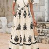 Womens 2025 Summer Casual V Neck Boho Maxi Dress Flowy Aline Bell Sleeve Tiered Floral Dresses with Pocket
