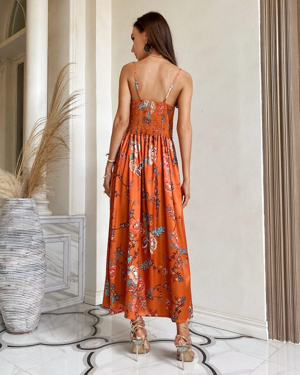 81ZeB3vRfgL.jpg Women Spaghetti Strap Midi Satin Dresses Tie Front Backless Split Hollow Dress