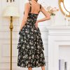 Women's Floral Maxi Dress Summer Wedding Guest Dress Tiered Sleeveless Lace Up Corset Sundress
