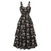 Women's Floral Maxi Dress Summer Wedding Guest Dress Tiered Sleeveless Lace Up Corset Sundress
