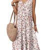 Women Summer Casual Dress 2025 Sleeveless Midi Swing Tank Sundress with Pockets V Neck A Line Pleated Tshirt Dress