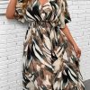 Women's Plus Size Boho Floral V Neck Short Sleeve A Line Long Dress