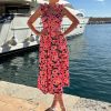 2025 Women's Summer Floral Print Dress Sleeveless Casual Flowy Sundress A Line Ruffle Wedding Guest Outfit