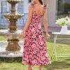 2025 Women's Summer Floral Print Dress Sleeveless Casual Flowy Sundress A Line Ruffle Wedding Guest Outfit