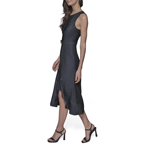 3118I0hYPJL.jpg Women's Belted Scoop Neck Sleeveless Midi Dress