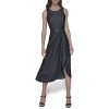 Women's Belted Scoop Neck Sleeveless Midi Dress