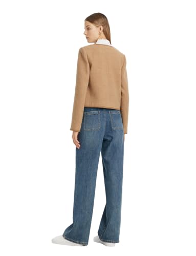 Wool Blend Tweed Blazers for Women Business Casual Knit Blazer Cropped Jacket for Women