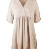 Women's Babydoll Short Sleeve Tunic Dress V Neck Cute Casual Loose Dresses