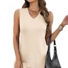 V-Neck Summer Casual Beach Dress for Women 2025 Vacation Women's Sleeveless Sundress with Split