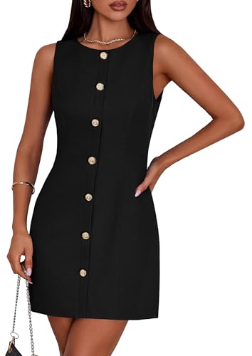 Work Dresses for Women 2025 Spring Business Formal Short Dress Sleeveless Button Down Elegant Office Outfits