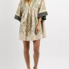 Womens Oversized Embroidered Dress with V-Neck and 3/4 Sleeves Vintage Embroidery Babydoll Dress