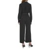 Womens Long Sleeve Belted Casual Collared Jumpsuit