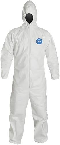 Tyvek 400 TY127S Disposable Protective Coverall with Respirator-Fit Hood and Elastic Cuff, White