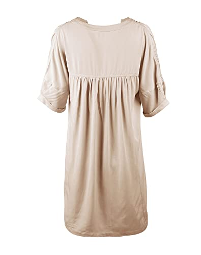 Women's Babydoll Short Sleeve Tunic Dress V Neck Cute Casual Loose Dresses