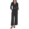 Womens Long Sleeve Belted Casual Collared Jumpsuit