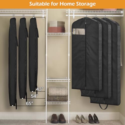 65" Long Garment Bags for Travel Dress Bags Wedding Dress Cover Waterproof Clothing Bags Storage Traveling Clothes Protector for
