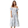 Women’s Cotton Linen Kiko Pregnancy Maternity Dress, Casual Floral Maxi Maternity Gown for Baby Shower