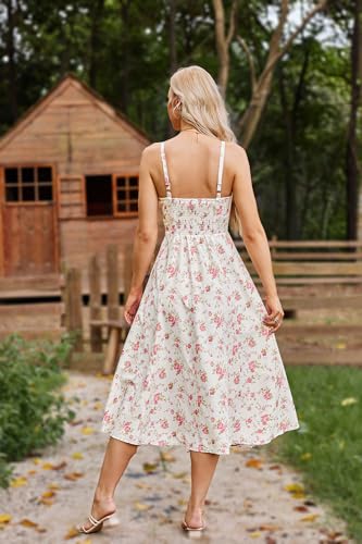 Sun Dresses for Women 2025 Boho Midi Dresses Casual Spaghetti Ruffle Dress Wedding Guest Dresses for Women