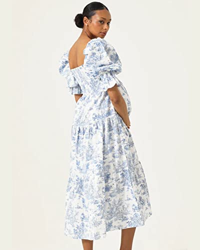 411gxy1wRdL.jpg Women’s Cotton Linen Kiko Pregnancy Maternity Dress, Casual Floral Maxi Maternity Gown for Baby Shower