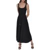 Women's Sleeveless Scoop Neck Rope Belt A-line Maxi Dress