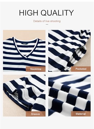 Summer Dress Casual Womens Fashion Short Sleeve Maxi Dress T Shirt Dress Striped Long Color Block Maxi Dress