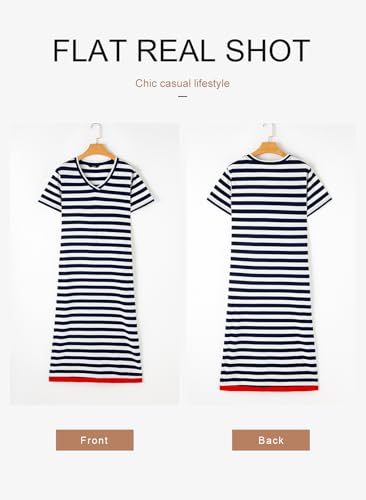 Summer Dress Casual Womens Fashion Short Sleeve Maxi Dress T Shirt Dress Striped Long Color Block Maxi Dress