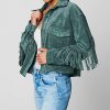 womens Luxury Clothing Faux Suede Fringe Shirt Jacket, Comfortable & Stylish Coat