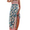 Women's Maxi Dress Ditsy Floral Smocked Summer Sundress Sleeveless Ruffled Spaghetti Straps Long Beach Formal Dress