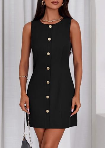 Work Dresses for Women 2025 Spring Business Formal Short Dress Sleeveless Button Down Elegant Office Outfits