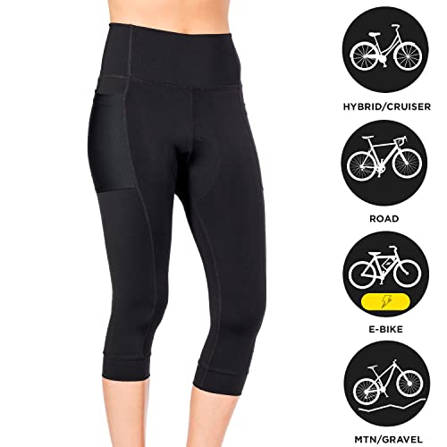 Cycling Capris for Women Padded Bike Capris, Holster Hi-Rise High Waist Knicker, Regular & Plus Size Capris
