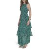 Women's Sleeveless Halter Neck Tiered Maxi Dress
