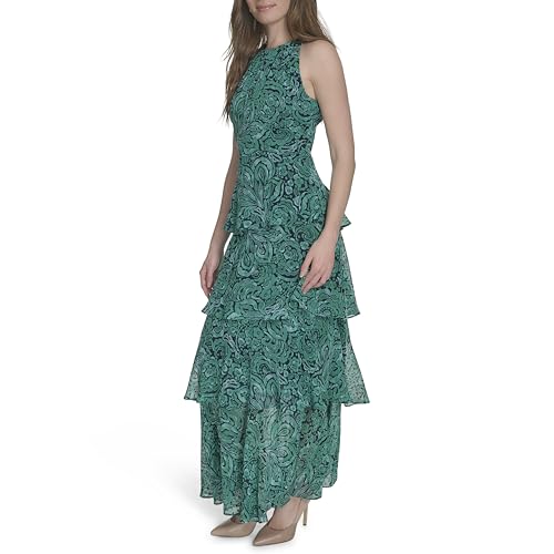 41WOrDnVVtL.jpg Women's Sleeveless Halter Neck Tiered Maxi Dress