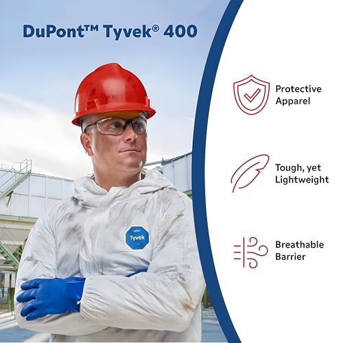 Tyvek 400 TY127S Disposable Protective Coverall with Respirator-Fit Hood and Elastic Cuff, White