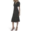 Women's Short Sleeve Button Front Fit & Flare Midi Dress