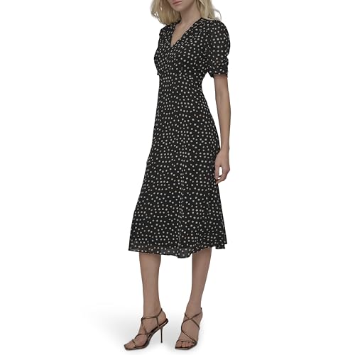 41ZRW94WIIL.jpg Women's Short Sleeve Button Front Fit & Flare Midi Dress