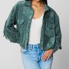 womens Luxury Clothing Faux Suede Fringe Shirt Jacket, Comfortable & Stylish Coat
